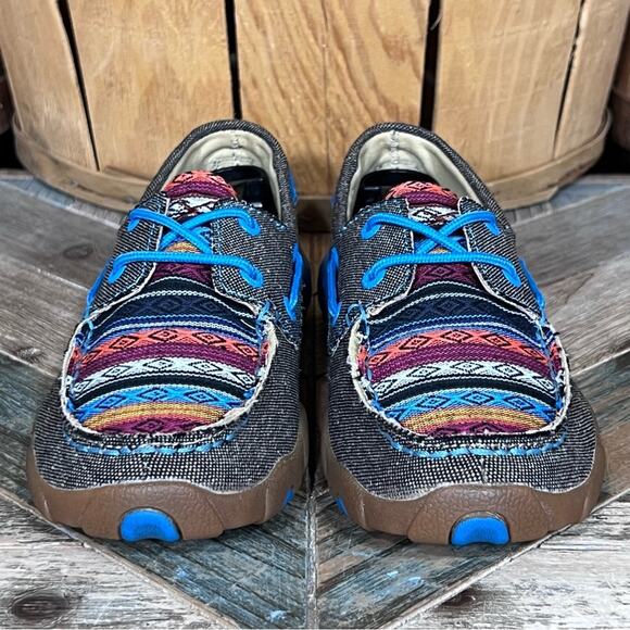Twisted X Dusty Serape Blanket Canvas Boat Shoe Driving Mocs Shoes Womens Size 7 - Picture 4 of 12